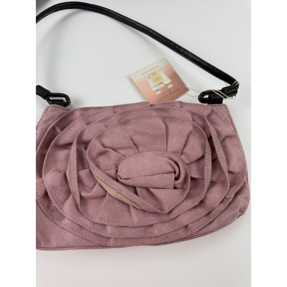2000s vintage Victoria's Secret suede dusty rose handbag with faux leather straP
